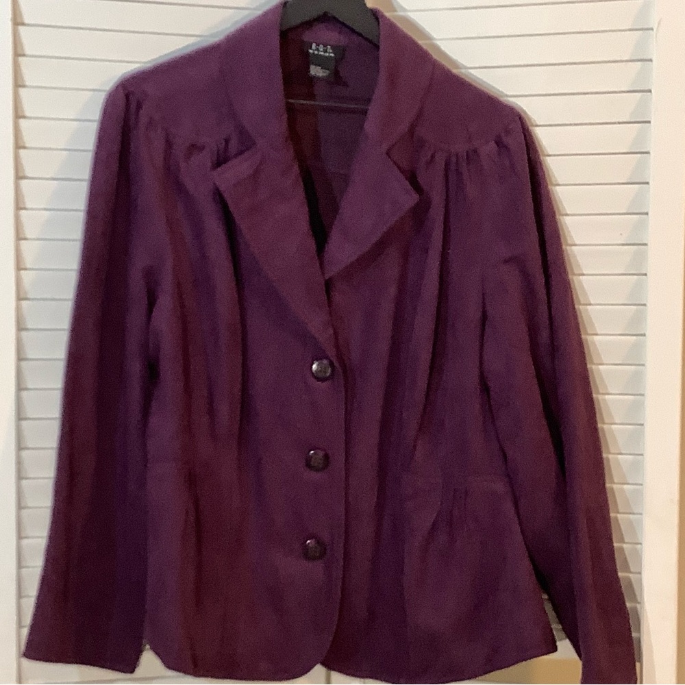 R.Q.T. Woman Crinkle Velour Blazer Raspberry Color Size - 2X - Picture 6 of 9